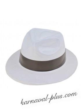 Шляпа белая с черным кантом пластиковая
